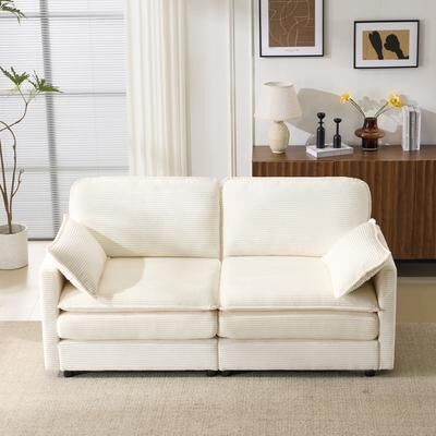 Dovelina "136"" Plush Cloud 4-seater Sofa Modular Sofa with Pillows"