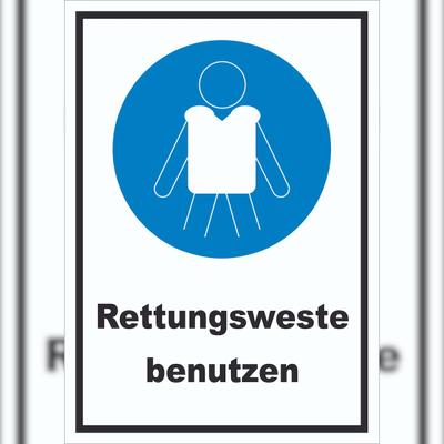 HB-Druck Rettungsweste benutzen Schild A5 Rückseite selbstklebend