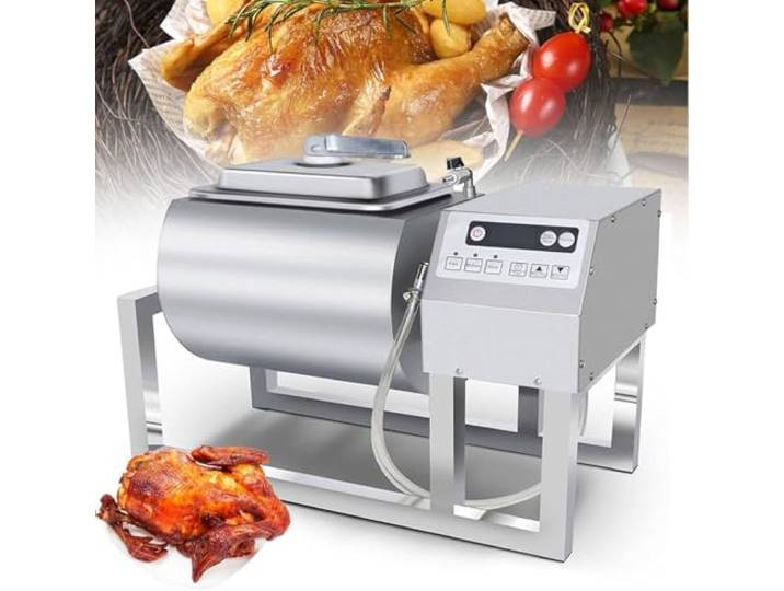 Fleisch-Tumbler-Marinator, 18 l Vakuum-Tumbler-Mariniergerät für Trockenfleisch, Wurst, Speck, lebensmittelechter Edelstahl-Tumbler-Marinator mit bidirektionaler Rotation und 3 Geschwindigkeitsstufen