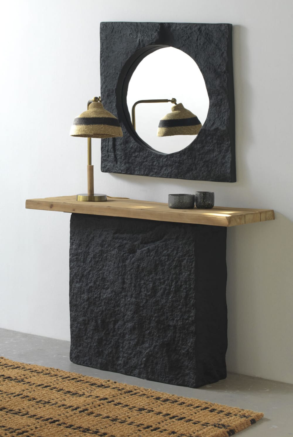 GEESE HOME Console en épicéa et socle en polyrésine mgo Noir 120x81x40cm