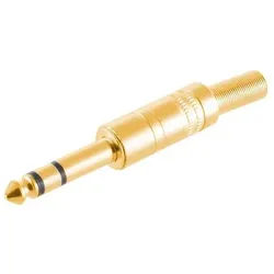 6,3mm 3-Pin Stereo-Klinkenstecker Audio-Stecker, vergoldete Kontakte, Metallgehäuse, Lötanschluss