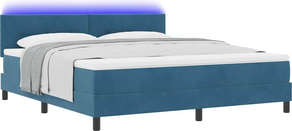 LED Boxspringbett mit Kopfteil Dunkelblau 180 x 200 cm Samt