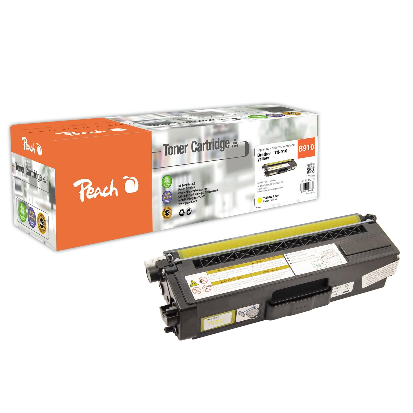Peach B910 Y Toner ye ersetzt Brother TN-910Y für z.B. Brother HLL 9310 CDW, Brother HLL 9310 CDWT, Brother HLL 9310 CDWTT, Brother HLL 9310 (wiederaufbereitet)