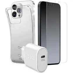 SBS KIT31IP1361P Handy-Starterset Transparent (Apple iPhone 13 Pro), Smartphone Hülle, Transparent