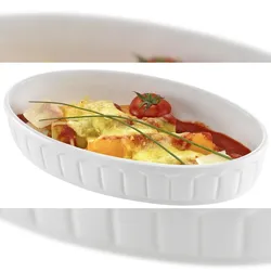Hendi Rustica Ofenform, Porzellan, 4 x 13 x 22 cm, sehr widerstandsfähig gegen Stöße und Temperaturschwankungen, geschirrspülergeeignet, oval, weiß