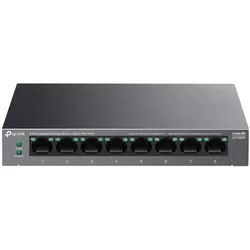 TP-Link 8-Port-Gigabit-Desktop-Switch, 8 PoE+-Ports, lüfterlos, Metallgehäuse (8 Ports), Netzwerk Switch, Schwarz