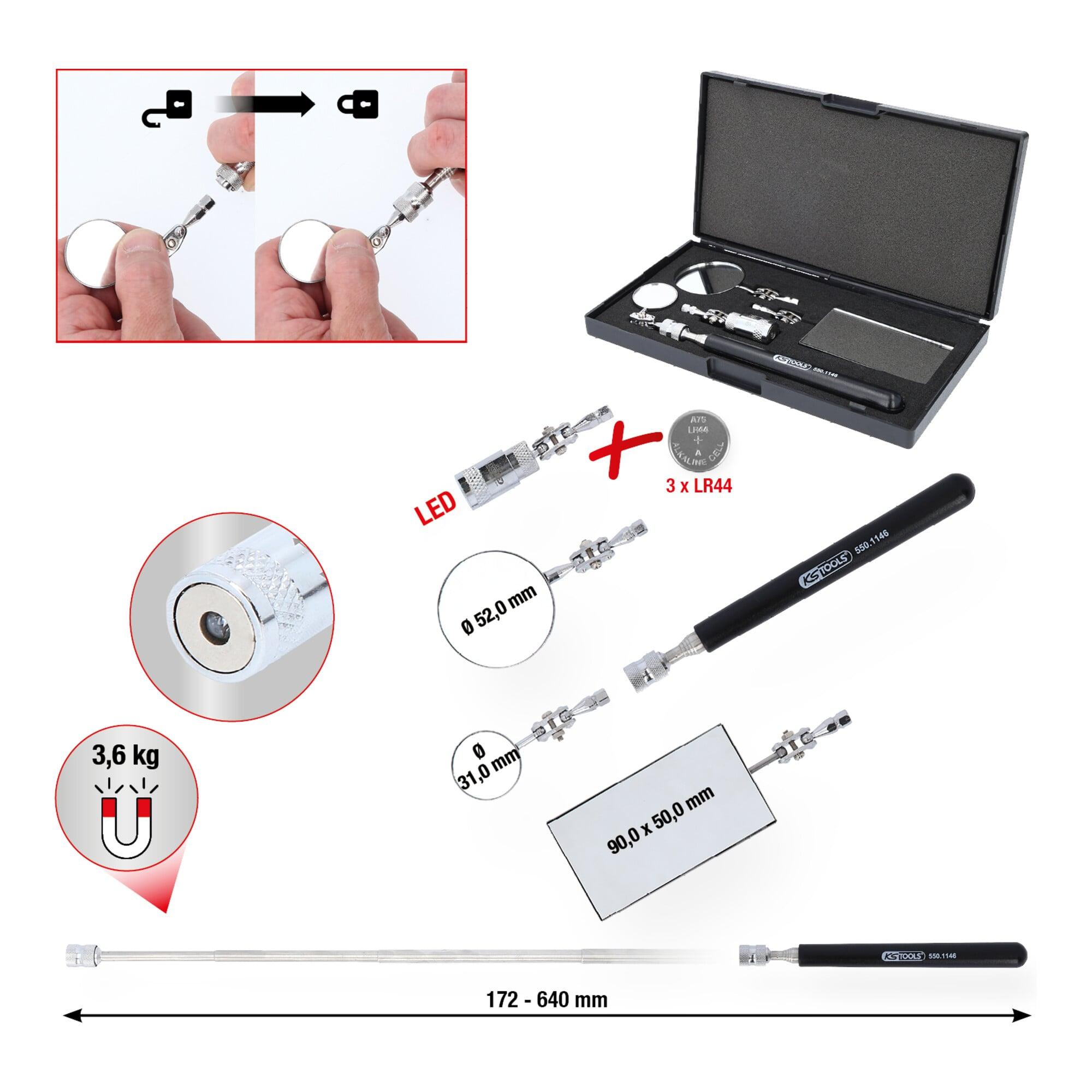 KS Tools Flexibler Inspektions-Spiegel-Satz, 5-tlg (550.1145)