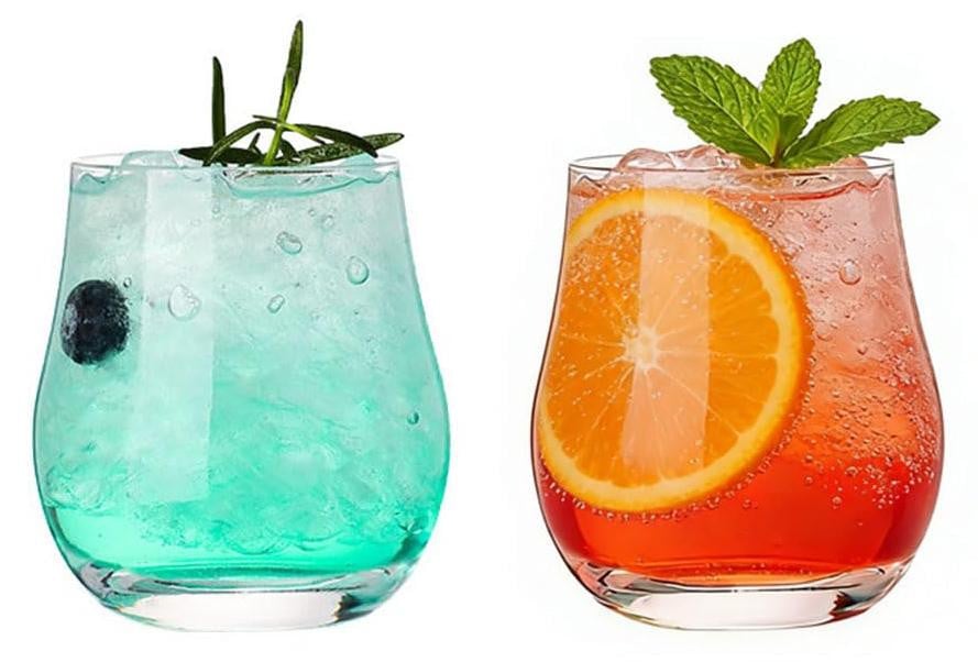 Dripio Set van 2 Glazen Wijnglazen zonder steel, 300 ml, Helder glas, Geschikt voor cocktails