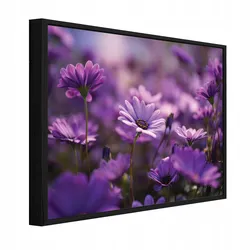 BILDER mit Rahmen Blumen Wiese Lila 100x70 cm