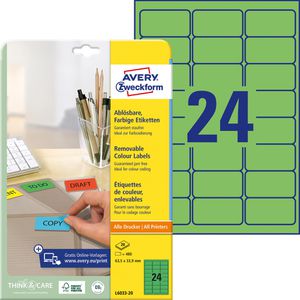 Zweckform Avery  L6033-20 Etiketten grün 63,5x33,9, 480 Stück