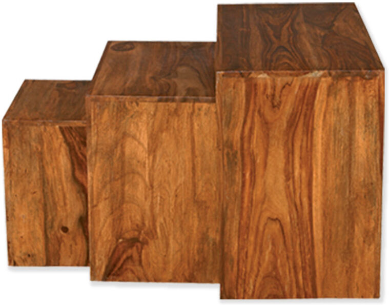 Gracie Oaks Zane Solid Wood Top Trestle Nesting Side Tables Rosewood 45cm H X 45cm W X 30cm D