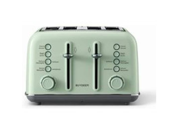 Grille-pain 4 tranches - BUYDEEM - DT640 - Vert Cozy - Large fentes - Fonction Bagel et Muffin