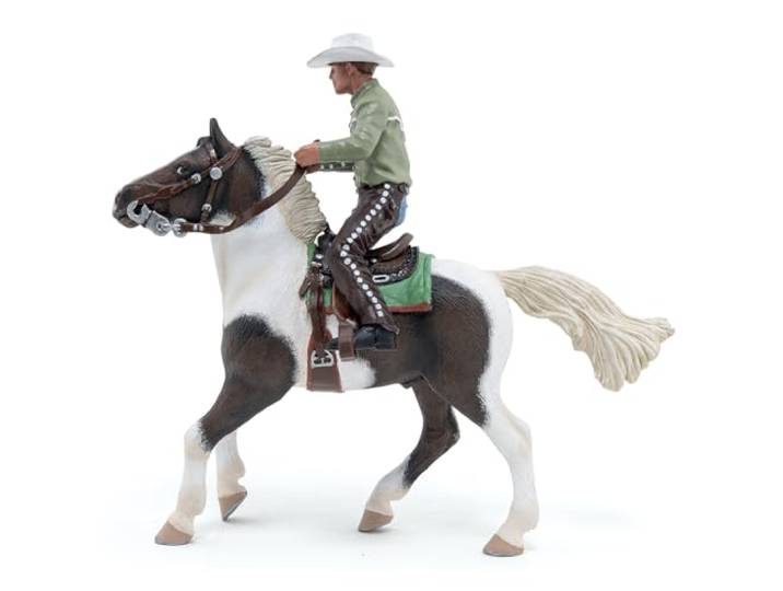 Papo - Realistische westernpaard met ruiter figuur - 3 jaar en ouder - Paardenwereld collectie - Creatief spel westernrijden - Cadeau-idee speelgoed voor meisjes en jongens