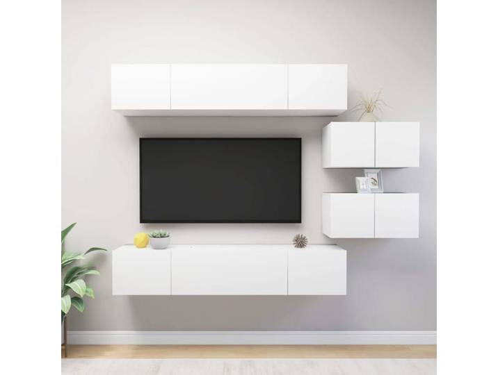 Ensemble de meuble TV 6 pcs Blanc Aggloméré.