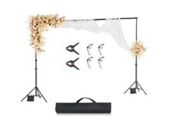 VEVOR Hintergrundständer verstellbares Fotohintergrundständer (Hintergrundtuch: 300 x 300 cm), tragbarer Hintergrundständer mit 2 Stativen, Bildschirmständer für Produktfotografie Studiofotografie