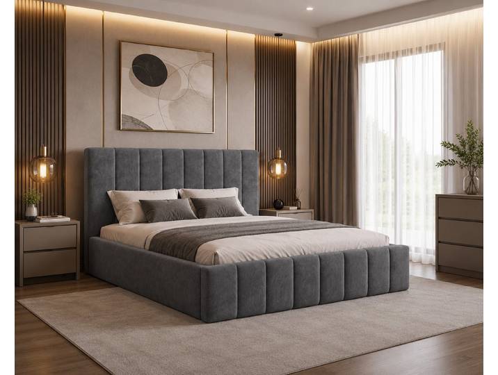 ROYAL24_MARKT Polsterbett – Bett 01 – Flow – Bett mit Federmechanismus und Stauraum (Bett-Set, 1-tlg., Polsterbett inkl. Bettkasten und Holz-Lattenrost), Bettkasten, Holz-Lattenrost, Federmechanismus