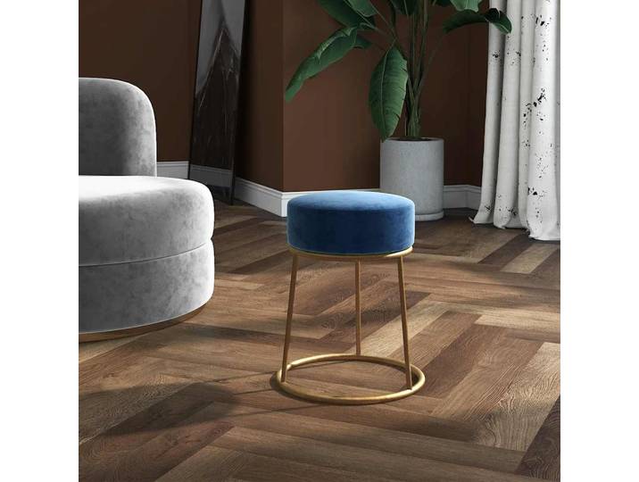 vidaXL Runder Hocker Blau Samt
