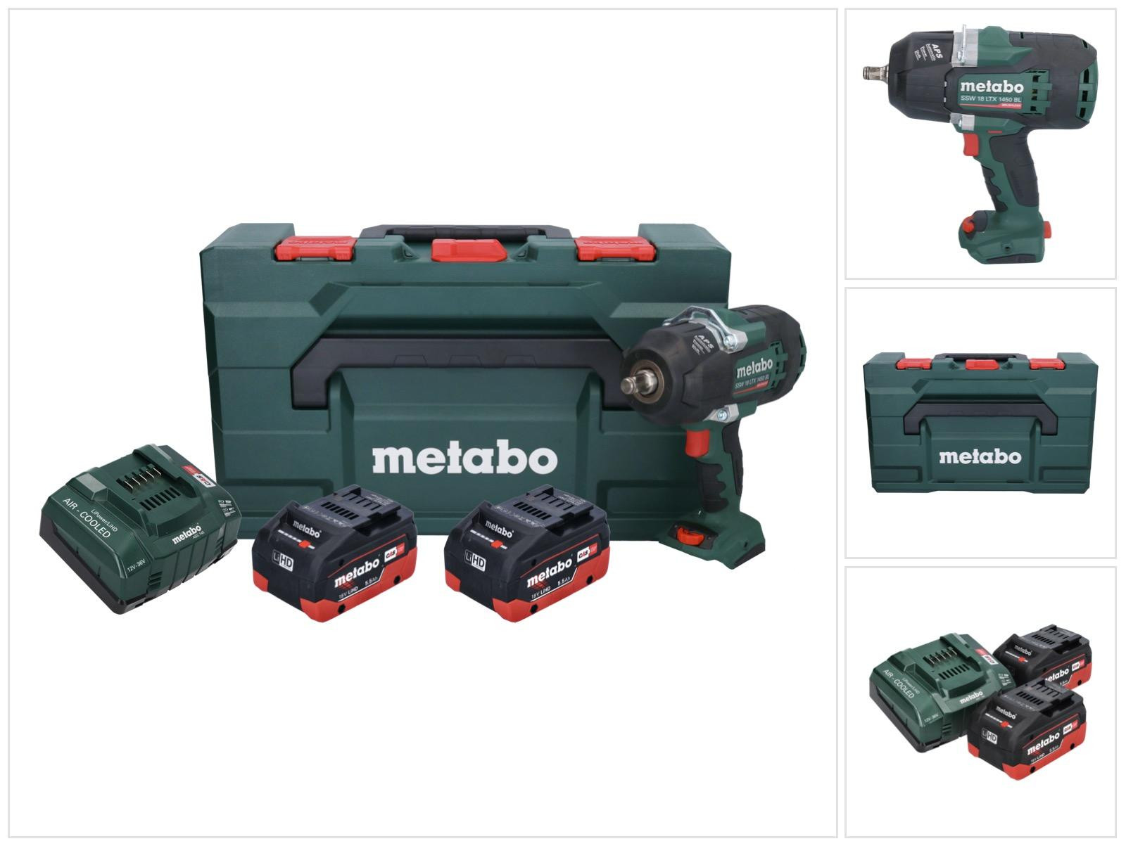 Metabo SSW 18 LTX 1450 BL accu-slagmoersleutel 18 V 1450 Nm borstelloos met 2x 5,5 Ah accu, lader en metaBOX
