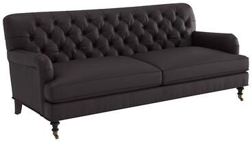 Maggie Leather Sofa - Espresso Leather, Espresso Flannel - Ballard Designs