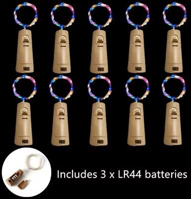 Uplift Treasures Acrylic LED Wine Bottle Cork String Lights (10 Pack) multicolor (10 Pcs 2 M 20 Le