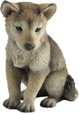 Veronese Design 4.53 in H Wolf Cub Sitting Figurine Poly Resin