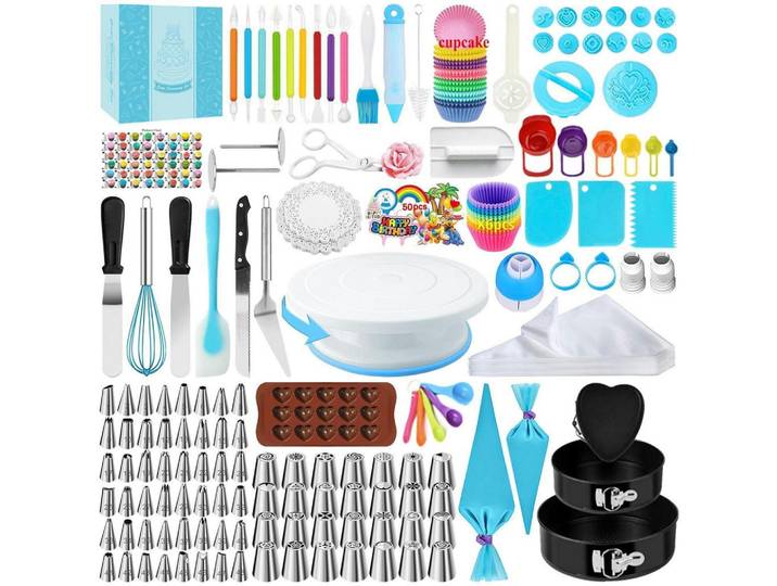 Backzubehör 442-teiliges Set, Blau, Metall, 22.7x10x22.7 cm, Backen & Backzubehör, Garnieren & Verzieren