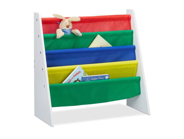 Relaxdays Bücherregal für Kinder mit Stofffächern