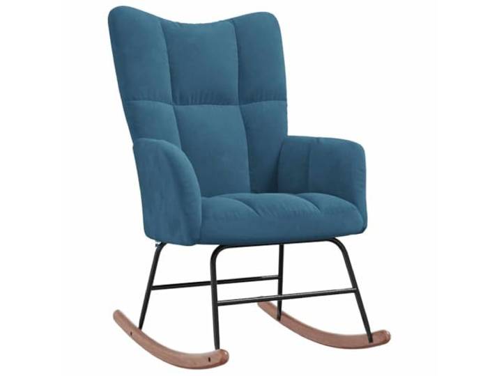 vidaXL Schaukelstuhl Relaxstuhl Schaukelsessel Schwingsessel Ruhesessel Relaxsessel Schwingstuhl Polsterstuhl Polstersessel Sessel Blau Samt