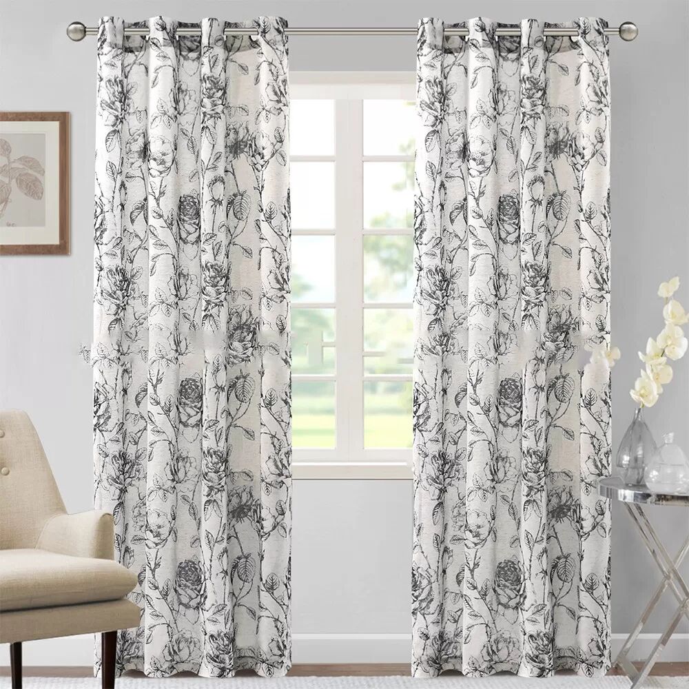 INF 2er-Set Gardinen mit Leinenstruktur, Ösen, halbverdunkelnd, modernes Design XL