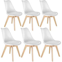tectake Esszimmerstühle Frederikke - 6er Set weiß