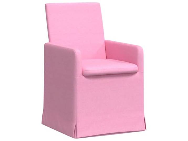 KGHERMDF Esszimmerstühle 2 Stück Rosa 57 x 67 x 95 cm Stoff Mit Rollen, Armlehne, Sperrholzrahmen, ergonomische Rückenlehne, pflegeleicht