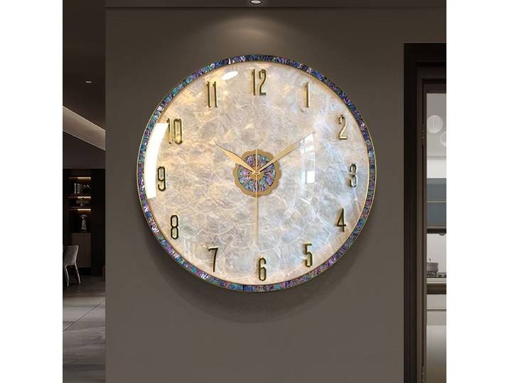 Horloge murale moderne en forme de coquille, horloge murale décorative, silencieuse, esthétique, grande horloge minimaliste élégante pour le salon, décoration