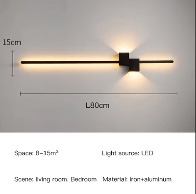 Inspire Curations Modern Black Long Strip LED Wall Sconce black 80cm cold White 6000k