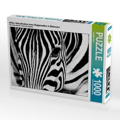 CALVENDO Puzzle Afrika: Nahaufnahme eines Steppenzebra in Botswana | 1000 Teile Lege-Größe 64x48cm Foto-Puzzle für glückliche Stunden