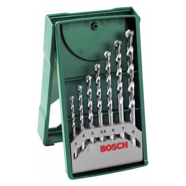 Bosch Zubehör Mini-X-Line Steinbohrer-Set, 7-teilig (3 mm, 4 mm, 5 mm, 5.5 mm, 6 mm, 7 mm, 8 mm) (2607019581)