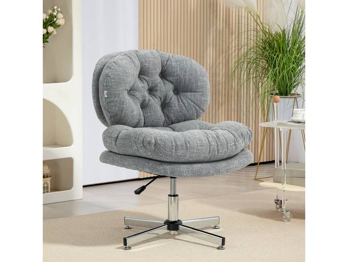 HOMCOM Chaise Bureau Rembourrée Hauteur Réglable Gris