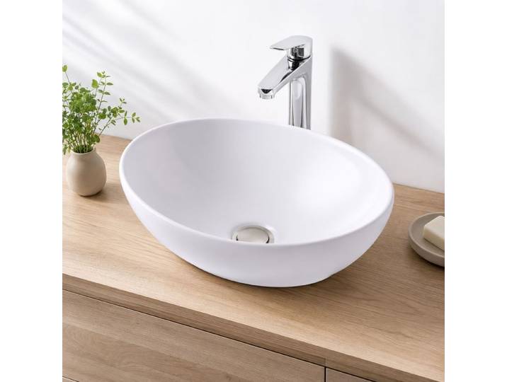 Relaxdays Lavabo ovale à poser sans trou
