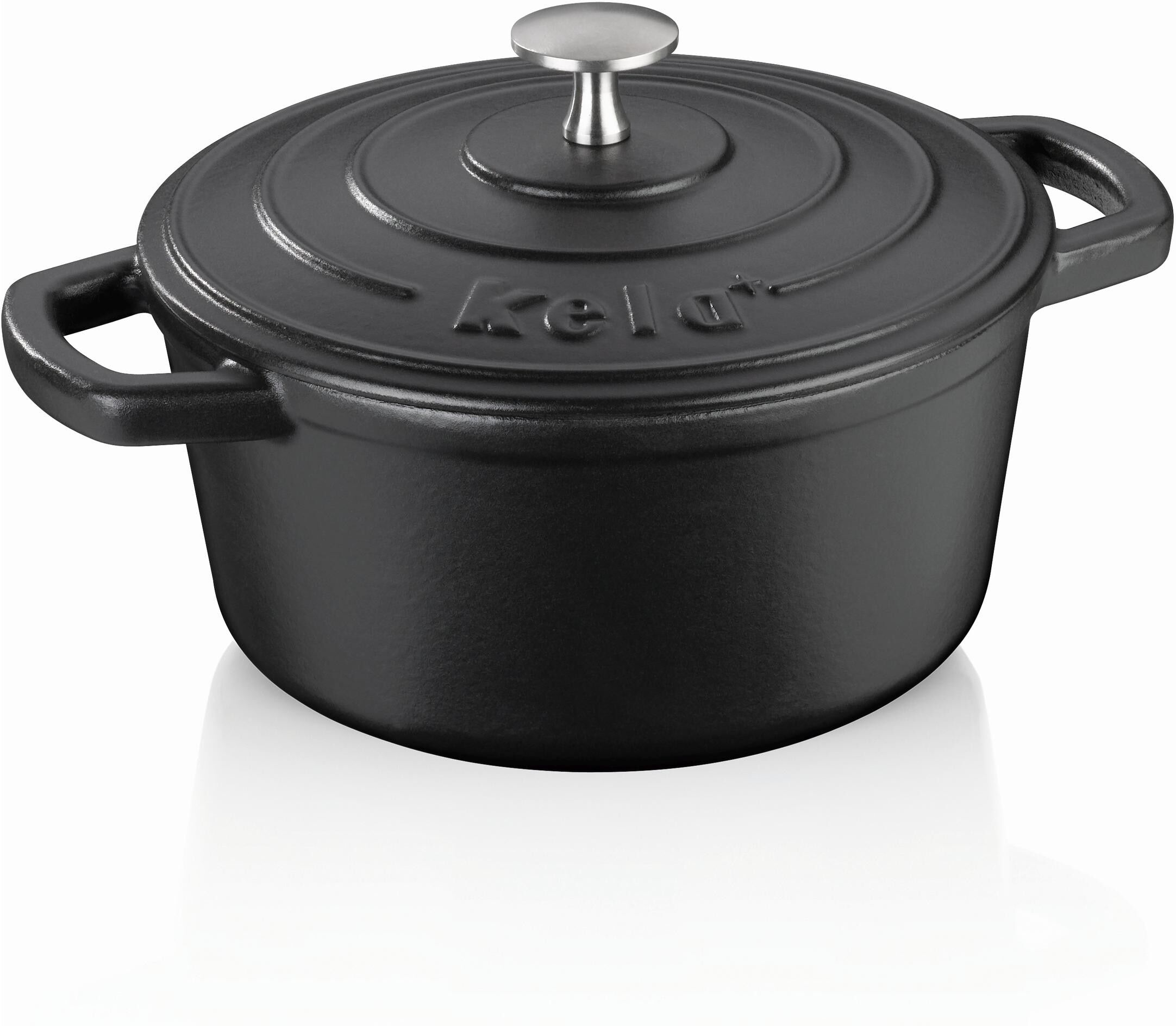 Bräter KELA "Bräter rund 21 cm Ø, 2,5 L", schwarz, H:10cm Ø:21cm, Töpfe, Bräter schwarz 2,5 l + Ø 21cm + Höhe 10cm