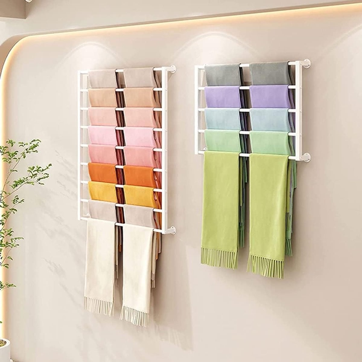 Sjaal Organizer Stand Wit met 9 Lagen en 120 cm Wandmontage