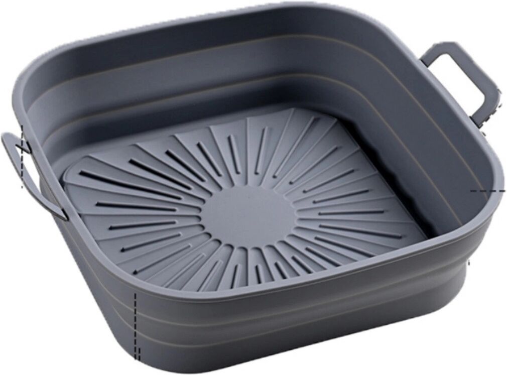 INF Zusammenklappbare quadratische Silikonform für Fritteuse 17,5 cm Grau