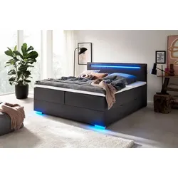 meise.möbel Boxspringbett Las Vegas II 160 x 200 cm Stoff Grau Anthrazit