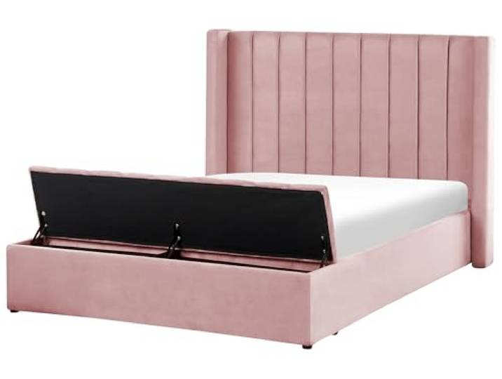 Luxuriöses Bett Samtstoff zusätzlicher Staumraum 140 x 200 cm rosa Noyers