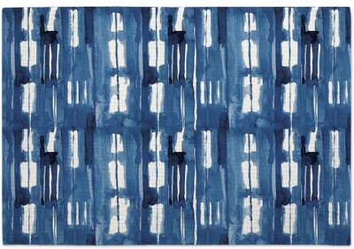 Highland Home Blue & White 4-Pack Poly-Cotton Blend Placemats Manufactured in The USA Machine Washable Dryer Safe