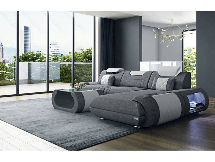 Couch Rimini L-Form in Stoff