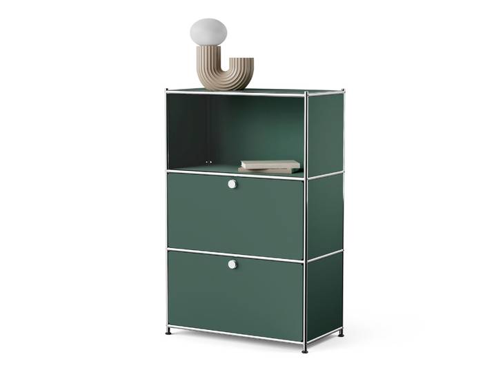 Tchibo - Kommode Metall »Cn3« mit zwei Klappenfächern - 77x40x120,5cm - olivgrün -
