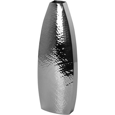 Dekovase FINK "ALETTA", silber (silberfarben), B:11cm H:30cm T:5cm, Edelstahl, Vasen, Vase aus Edelstahl, mit gehämmerter Oberfläche