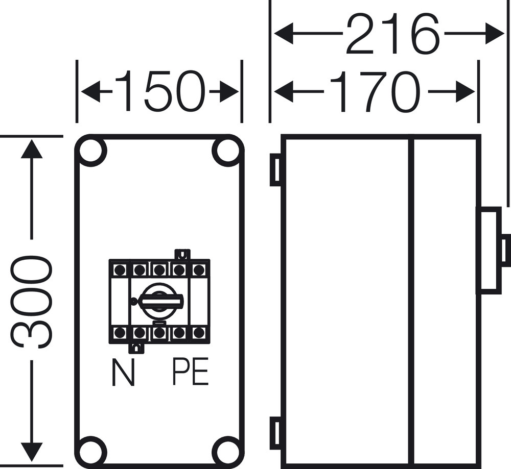 HENSEL HENS Mi-Lastschaltergehäuse Mi Mi 7103 7103, 63A, 3polig + PE + N Mi 7103
