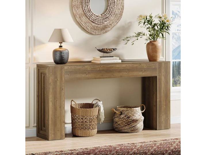 Finmind Table Console Rectangulaire 160 x 30 x 80 cm Table d'entrée Table Basse pour Salon Marron
