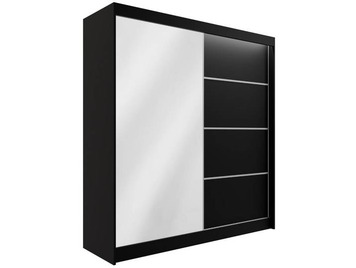 KLEIDERSCHRANK PAOKI mit LED - 200 cm - Schwarz