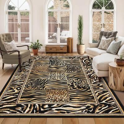 Garvee Leopard Zebra Print Modern Animal Print Washable Area Rug